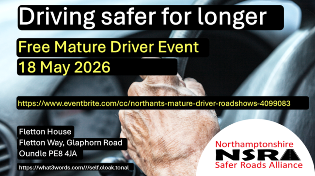 Close-up of hands on a steering wheel, promoting a mature driver event on 18 May 2026.